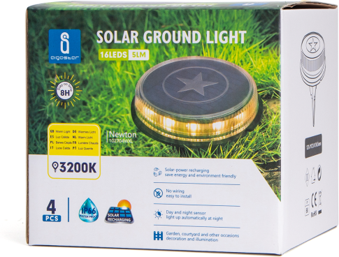 Pack 4 luz solar led suelo jardin Aigostar 3200K Luz